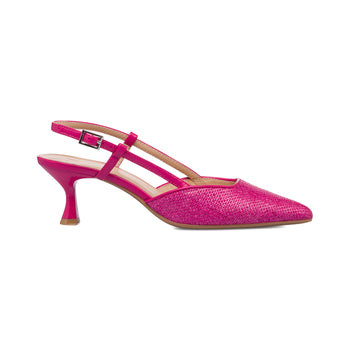 Décolleté slingback fucsia con dettagli in rafia e tacco 5 cm Swish Jeans, Donna, SKU w023000135, Immagine 0